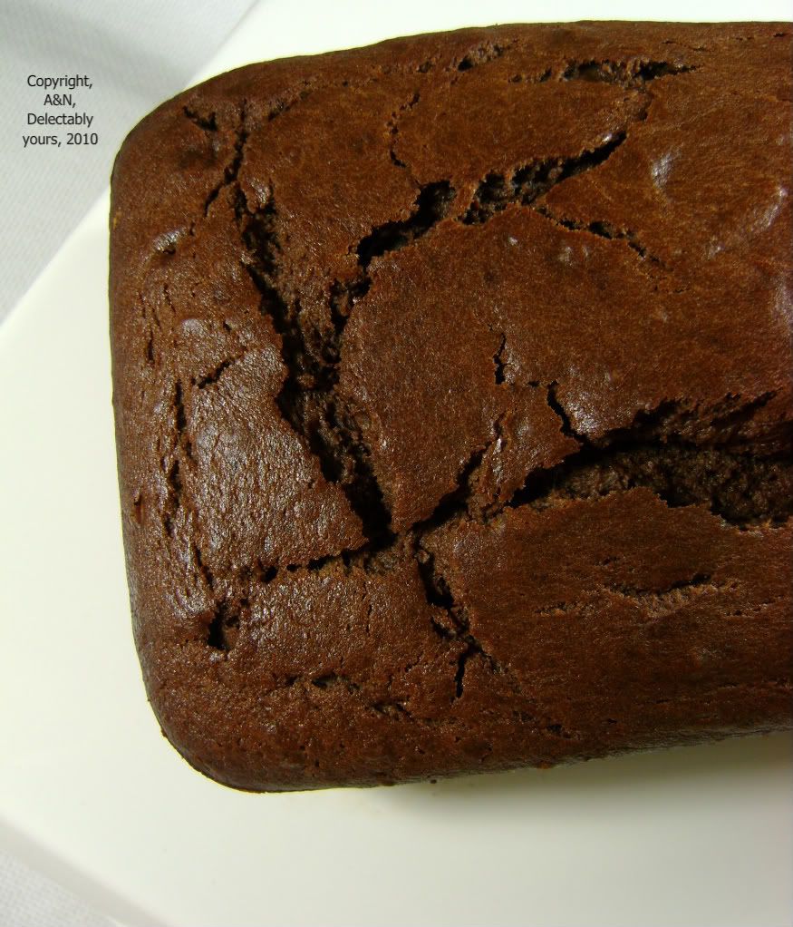 Delectably yours, Eggless Chocolate Banana Bread